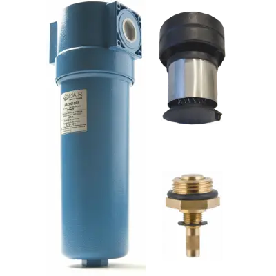 Carcasa filtru liniar 3/8" cu filtru separator apa/ulei purjare manuala