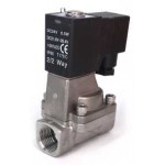 Vana control fluide din inox apa/aer/ulei/abur normal inchisa 1/2"  orificiu 15 mm cu bobina si conector - 24VDC