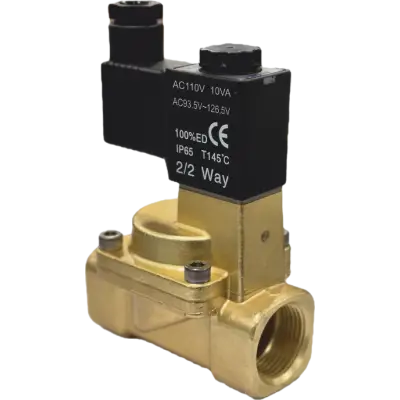 Vana control fluide din alama apa/aer/ulei normal inchisa 1/2" orificiu 15 mm cu bobina si conector - 110VAC