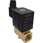 Vana control fluide din alama apa/aer/ulei normal inchisa 1/2" orificiu 5 mm cu bobina si conector - 24VAC Vana control fluide din alama apa/aer/ulei normal inchisa 1/2" orificiu 5 mm cu bobina si conector - 24VAC