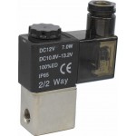 Vana control fluide din alama apa/aer/ulei normal inchisa 1/8" orificiu 2,5 mm cu bobina si conector - 12VDC