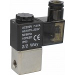 Vana control fluide din alama apa/aer/ulei normal inchisa 1/8" orificiu 2,5 mm cu bobina si conector - 220VAC