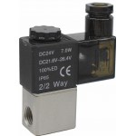 Vana control fluide din alama apa/aer/ulei normal inchisa 1/4" orificiu 2,5 mm cu bobina si conector - 24VDC