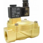 Vana control fluide din alama apa/aer/ulei normal inchisa 3/4" orificiu 25 mm cu bobina si conector - 110VAC