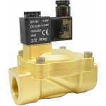 Vana control fluide din alama apa/aer/ulei normal inchisa 1" orificiu 25 mm cu bobina si conector - 12VDC