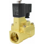 Vana control fluide din alama apa/aer/ulei normal deschisa 1" orificiu 25 mm cu bobina si conector - 110VAC