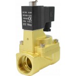 Vana control fluide din alama apa/aer/ulei normal deschisa 1" orificiu 25 mm cu bobina si conector - 12VDC