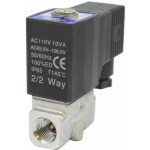 Vana control fluide din inox apa/aer/ulei/abur normal inchisa 1/2" cu bobina si conector - 110VAC