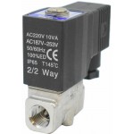 Vana control fluide din inox apa/aer/ulei/abur normal inchisa 1/2" cu bobina si conector - 220VAC