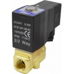 Vana control fluide din alama apa/aer/ulei normal inchisa 1/4" orificiu 3 mm cu bobina si conector - 24VDC