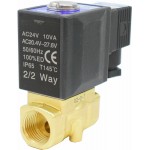 Vana control fluide din alama apa/aer/ulei normal inchisa 1/2" orificiu 5 mm cu bobina si conector - 24VAC