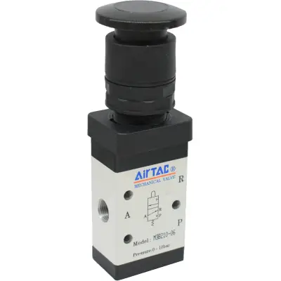 Distribuitor manual schema 3/2 seria 200 G1/8 actionare tip ciuperca negru