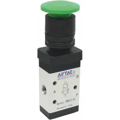 Distribuitor manual schema 3/2 seria 200 G1/8 actionare tip ciuperca verde