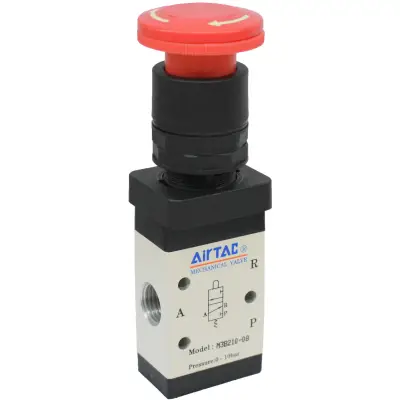 Distribuitor manual schema 3/2 seria 200 G1/8 actionare buton cu blocare
