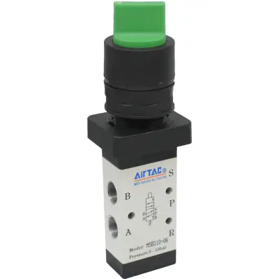 Distribuitor manual schema 5/2 seria 100 G1/8 actionare tip selector verde