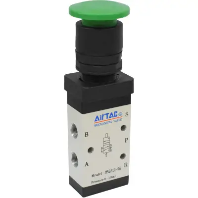 Distribuitor manual schema 5/2 seria 200 G1/8 actionare tip ciuperca verde