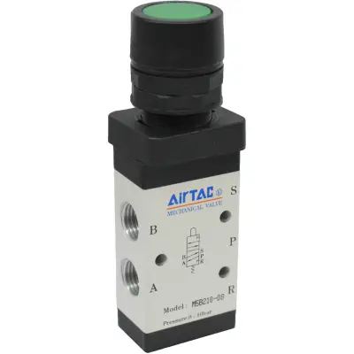 Distribuitor manual schema 5/2 seria 200 G1/4 actionare tip buton ingropat verde
