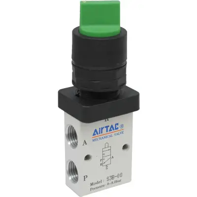 Buton verde tip selector 3/2 seria S3 1/4"