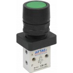 Distribuitor manual schema 3/2 mini M5 actionare tip buton ingropat verde