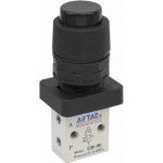Distribuitor manual schema 3/2 mini M5 actionare tip buton in relief negru