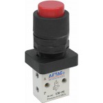 Distribuitor manual schema 3/2 mini M5 actionare tip buton in relief rosu