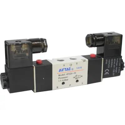 Electrovalva bistabila 5/2 cu bobine si conectori cu led prezenta tensiune G1/8" - 110VAC