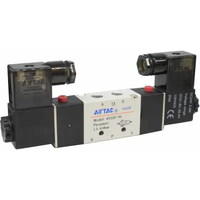 Electrovalva bistabila 5/2 cu bobine si conectori cu led prezenta tensiune G1/8" - 24VDC