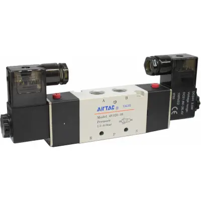 Electrovalva bistabila 5/2 cu bobine si conectori cu led prezenta tensiune G1/4" - 24VDC