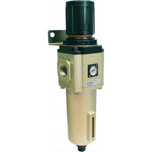 Filtru 40 microni cu regulator de presiune si manometru exterior purjare semiautomata 3/4"